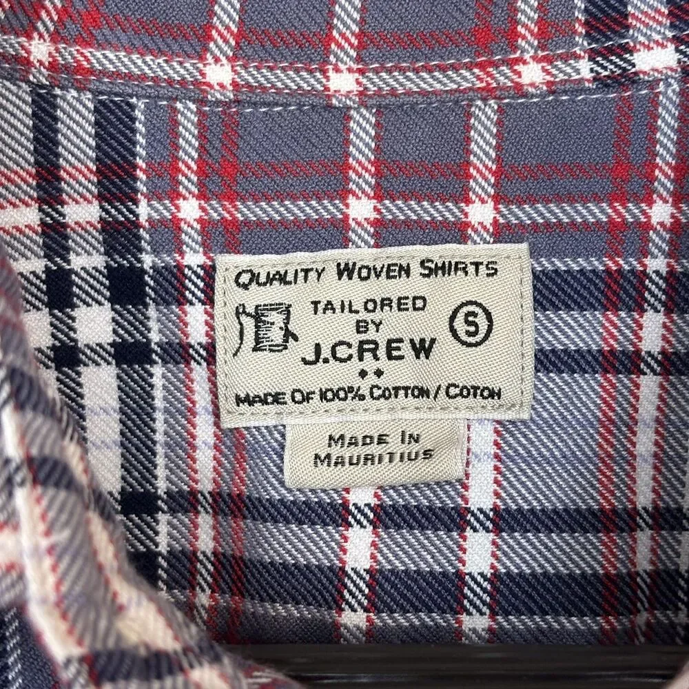 Tailored By J Crew Long Sleeve Button Up Mens Plaid 100% Cotton Small Classic